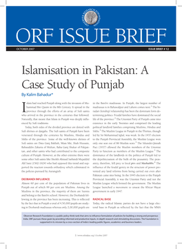 Islamisation in Pakistan: a Case Study of Punjab by Kalim Bahadur*