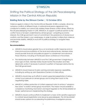 Shifting the Political Strategy of the UN Peacekeeping Mission in the Central African Republic