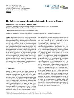The Paleocene Record of Marine Diatoms in Deep-Sea Sediments