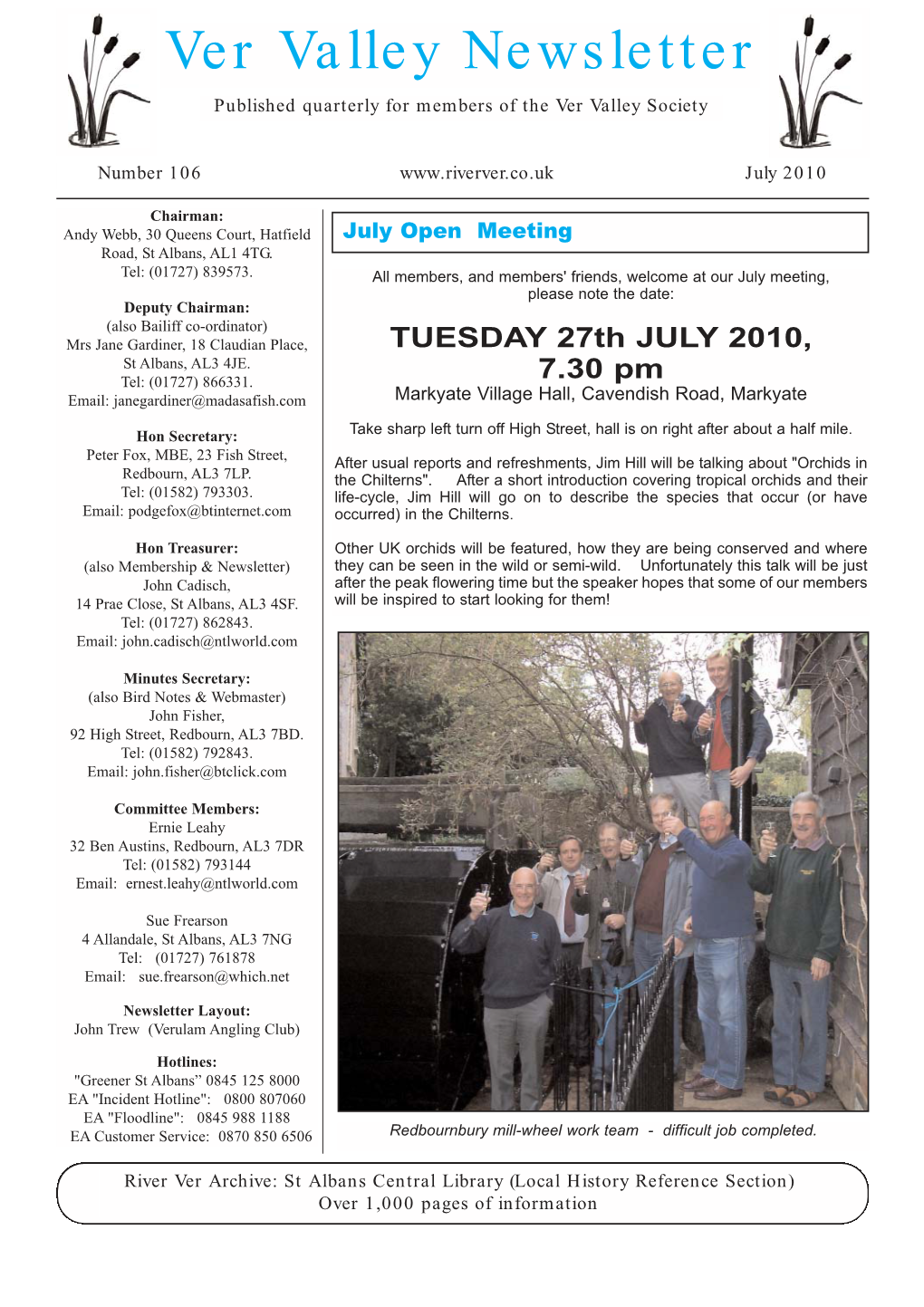 July 2010 – Ver Valley Society Newsletter