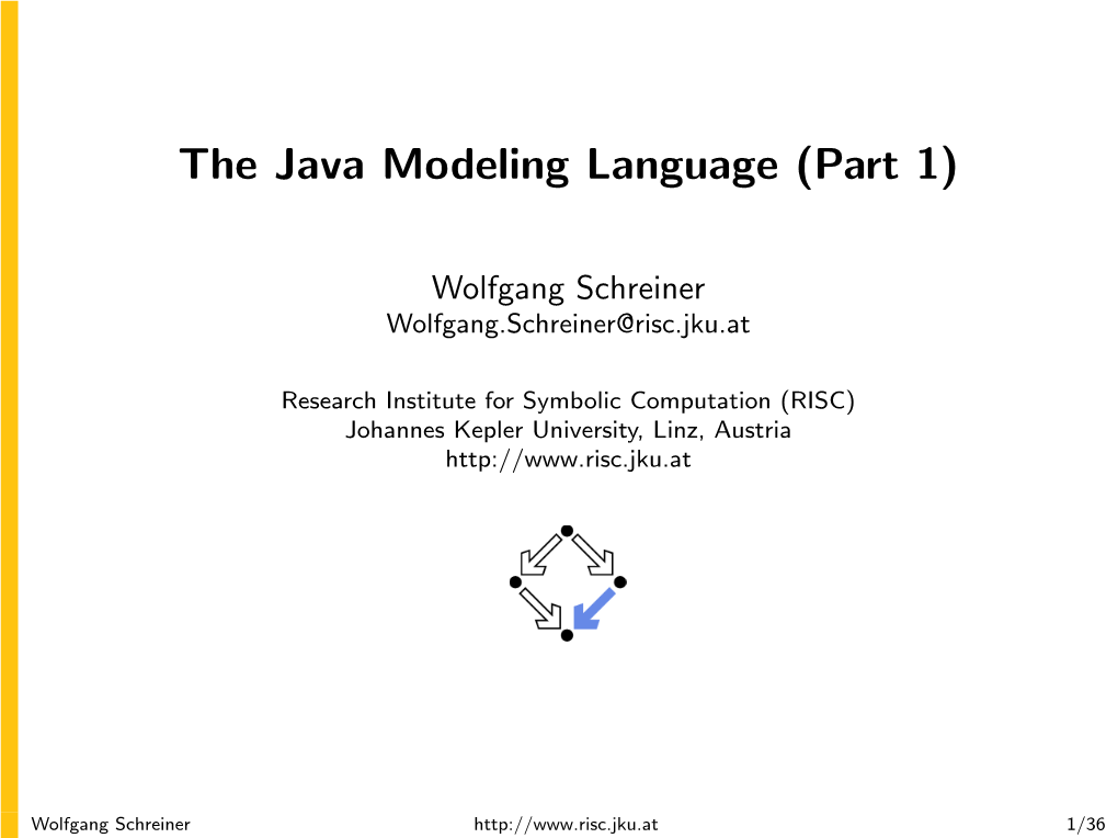 The Java Modeling Language (Part 1)