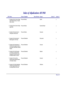 2 Index of Adjudications AR 1968