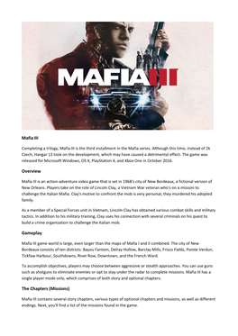 Mafia III Overview Gameplay the Chapters (Missions)