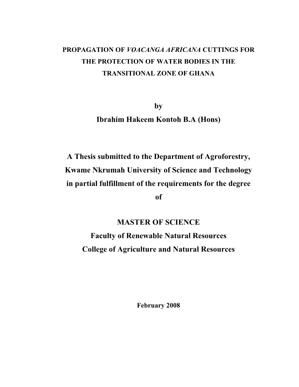 Propagation Studies of Voacanga Africana Stem