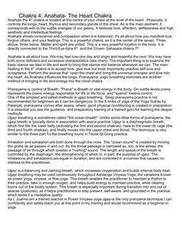 Chakra 4: Anahata- the Heart Chakra Anahata the 4Th Chakra Is Located at the Centre of Your Chest at the Level of the Heart