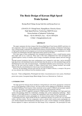 The Basic Design of Korean High Speed Train System