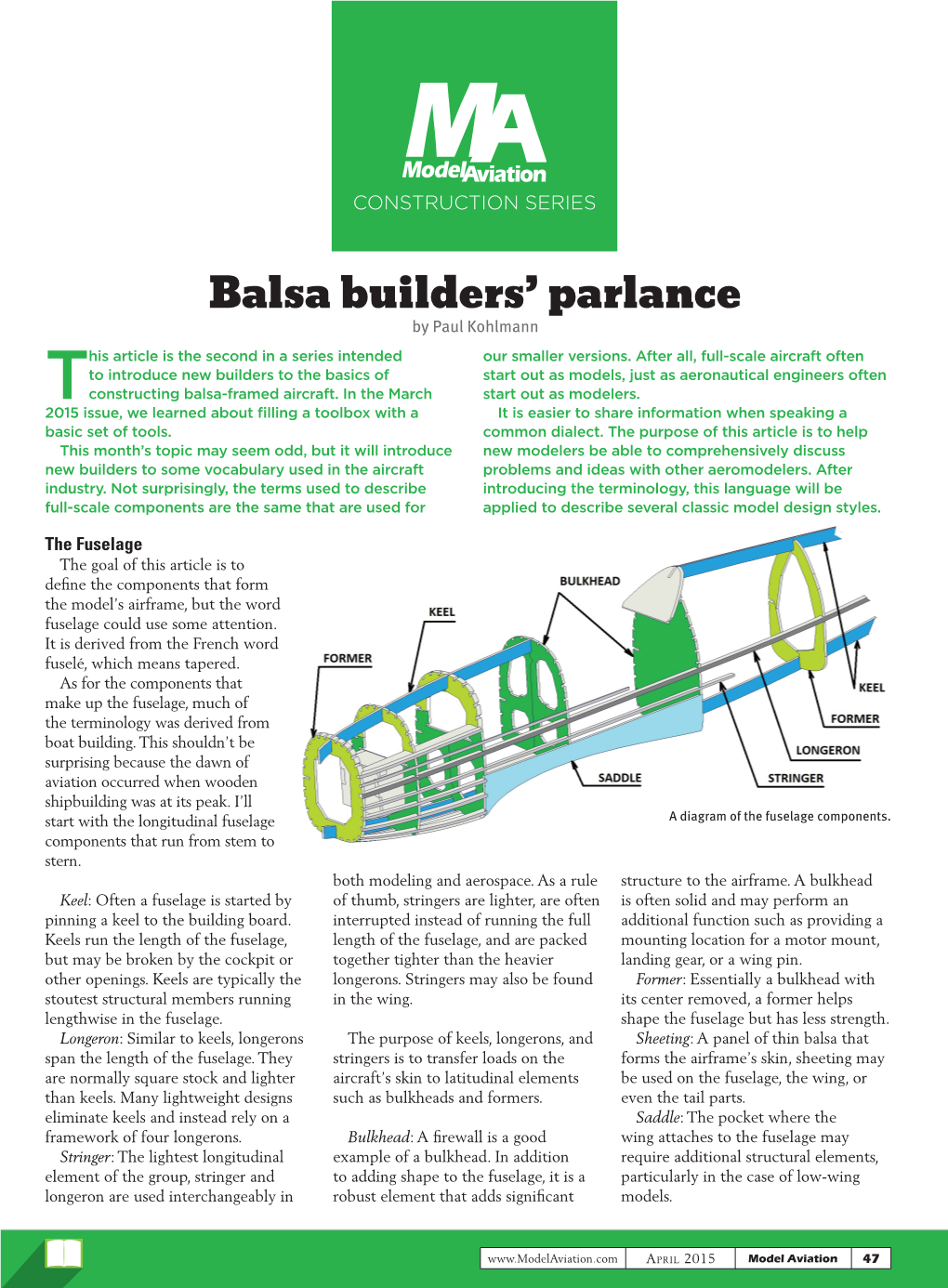 Balsa Builders' Parlance