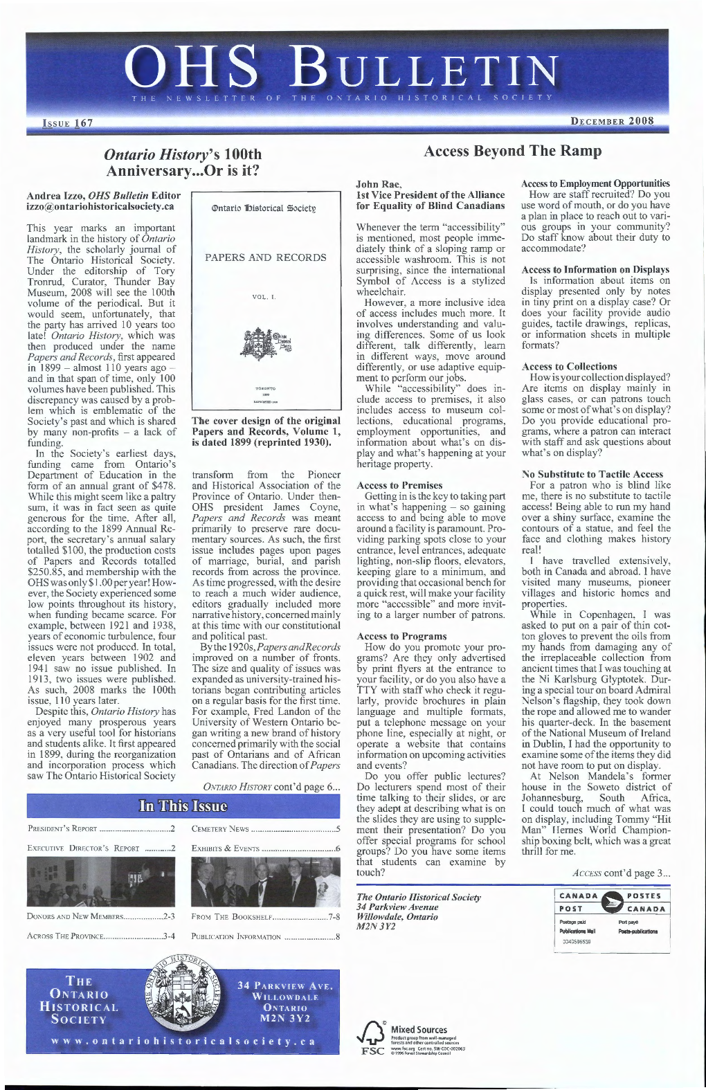 December 2008 OHS Bulletin, Issue