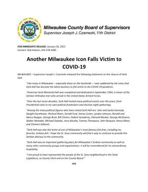 Another Milwaukee Icon Falls Victim to COVID-19