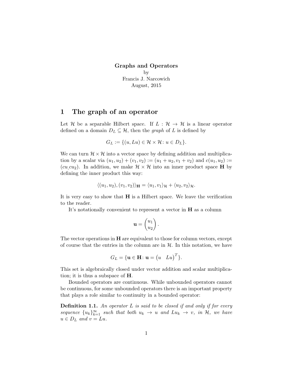 Graphs and Operators by Francis J