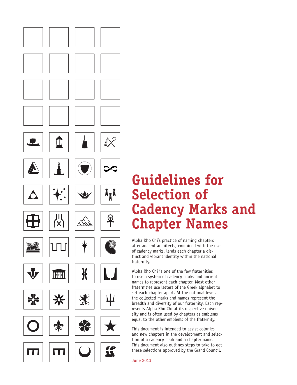 Guidelines for Selection of Cadency Marks and Chapter Names