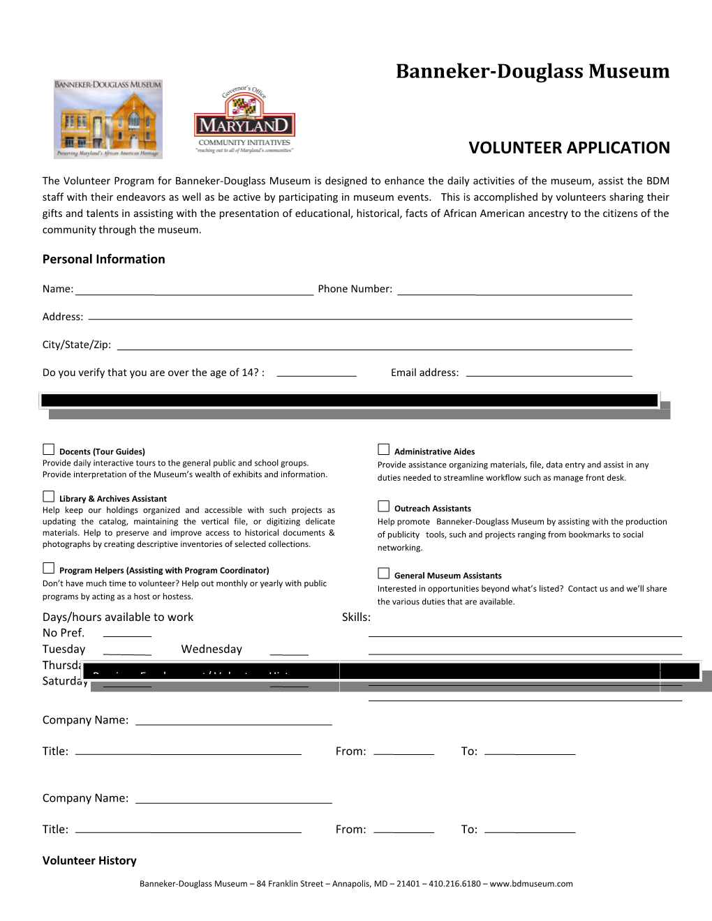 Volunteer Application s1