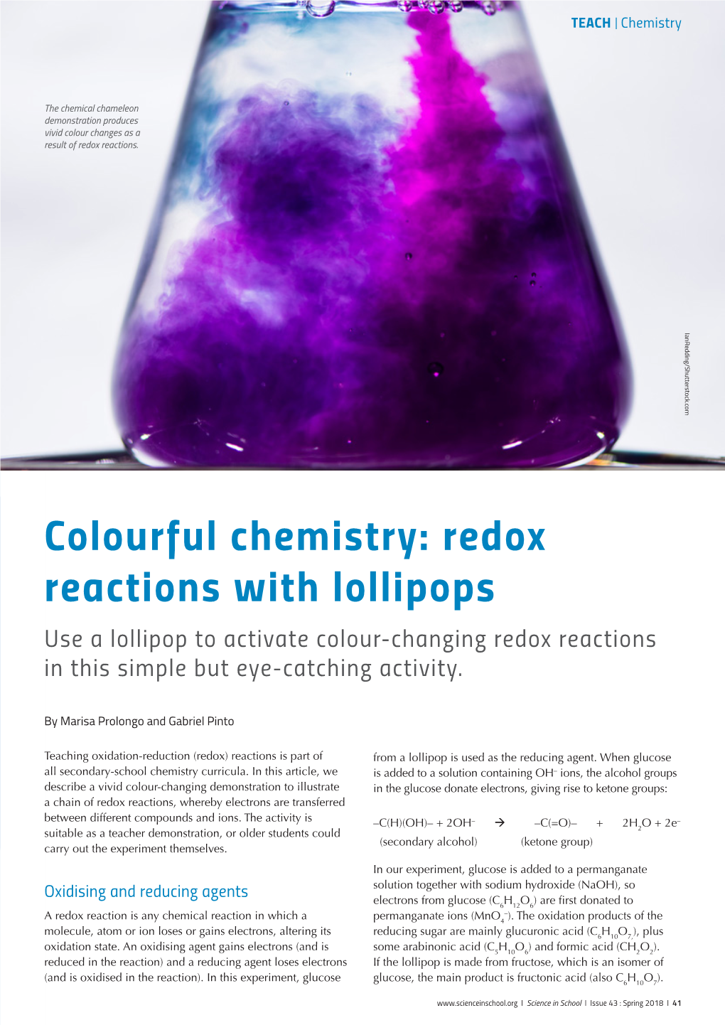 Redox Reactions with Lollipops Use a Lollipop to Activate Colour-Changing Redox Reactions in This Simple but Eye-Catching Activity