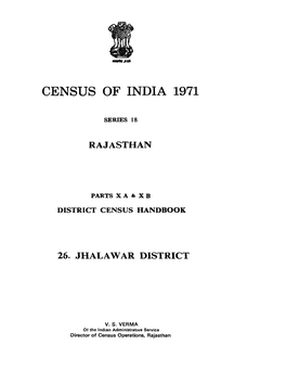 District Census Handbook, 26 Jhalawar, Part X a & X B, Series-18