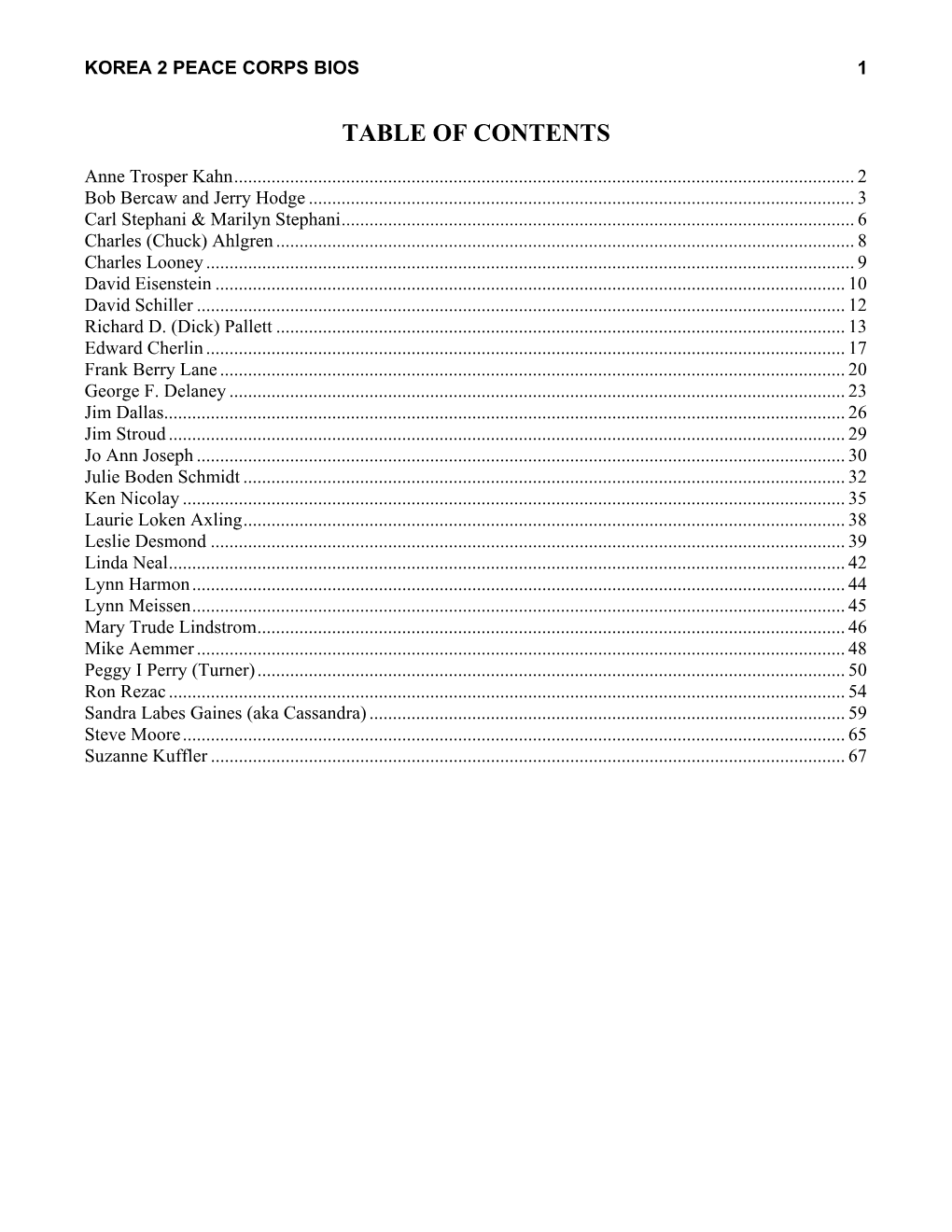 Table of Contents