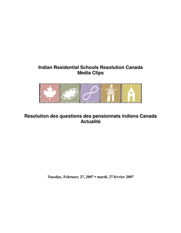 Indian Residential Schools Resolution Canada Media Clips Résolution
