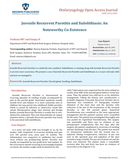 Juvenile Recurrent Parotitis and Sialolithiasis: an Noteworthy Co-Existence