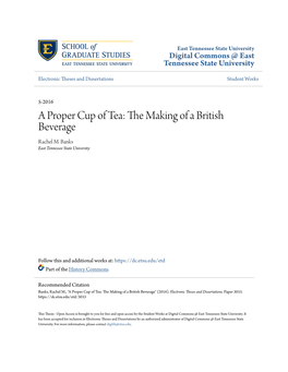 A Proper Cup of Tea: the Making of a British Beverage ______