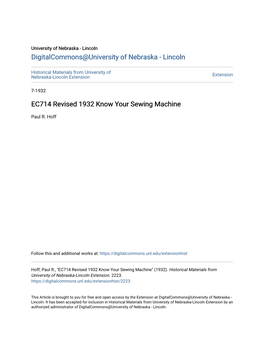 EC714 Revised 1932 Know Your Sewing Machine