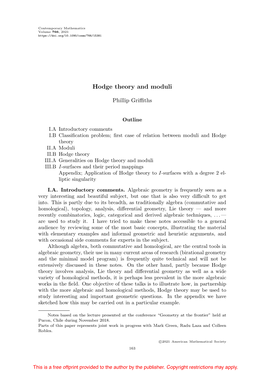 Hodge Theory and Moduli