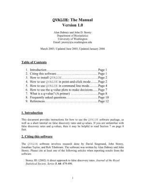 QVALUE: the Manual Version 1.0