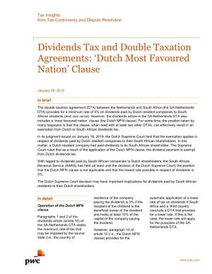 Dividends Tax and Double Taxation Agreements: 'Dutch Most Favoured
