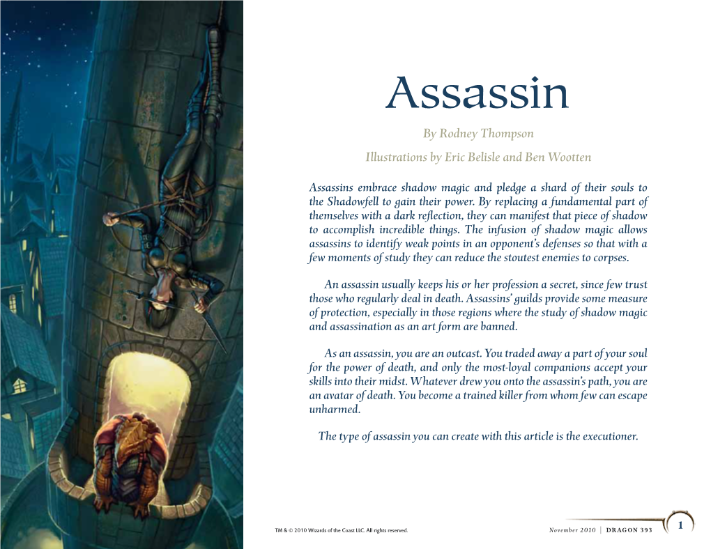 Assassin by Rodney Thompson Illustrations by Eric Belisle and Ben Wootten