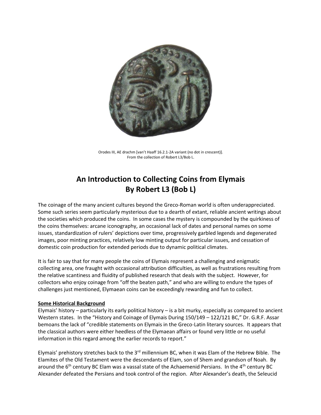 An Introduction to Collecting Coins from Elymais by Robert L3 (Bob L)