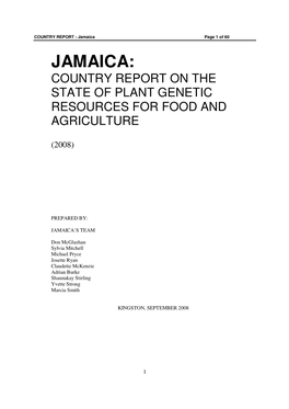Jamaica: Country Report on the State of Plant Genetic Resources for Food and Agriculture