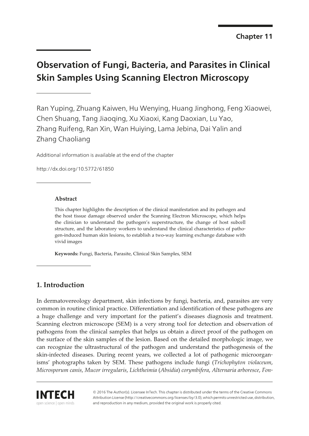 Observation of Fungi, Bacteria, and Parasites in Clinical Skin Samples Using Scanning Electron Microscopy