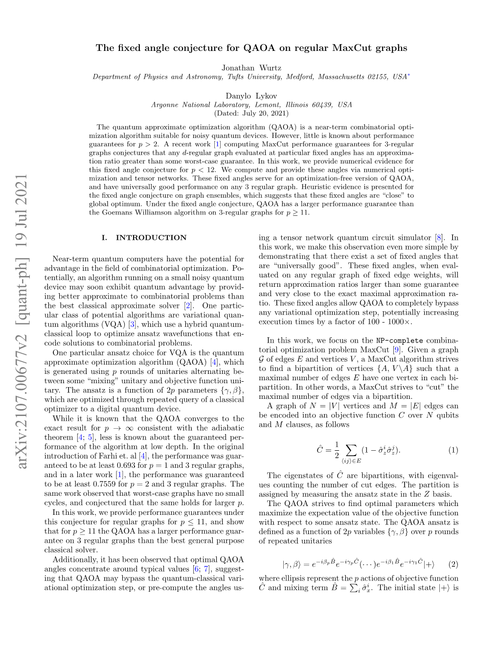 Arxiv:2107.00677V2 [Quant-Ph] 19 Jul 2021