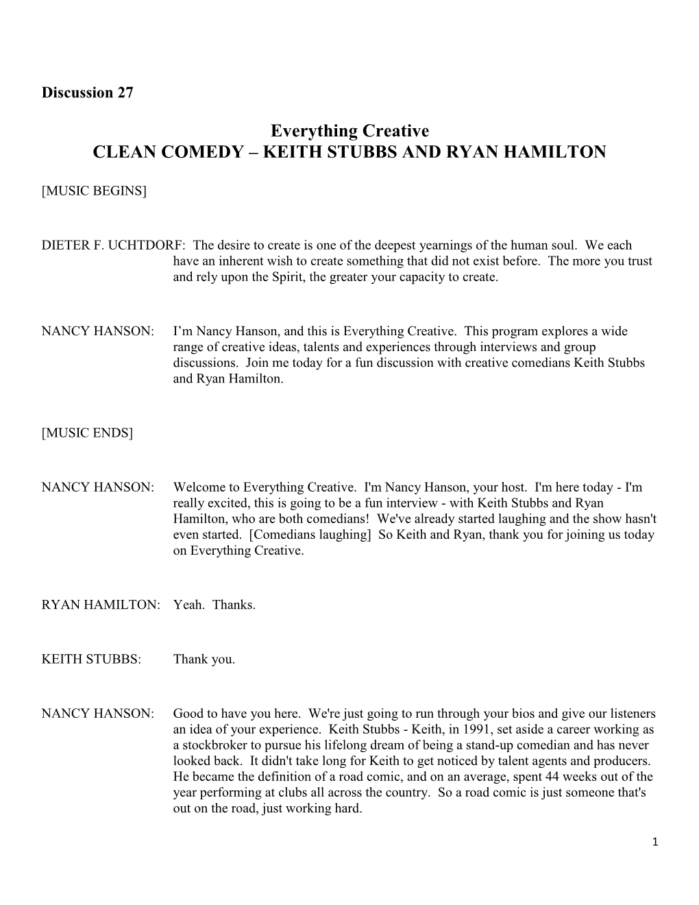 Everything Creative CLEAN COMEDY – KEITH STUBBS and RYAN HAMILTON