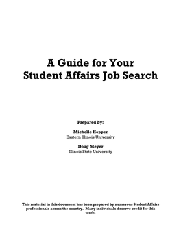 A Guide for Your Student Affairs Job Search