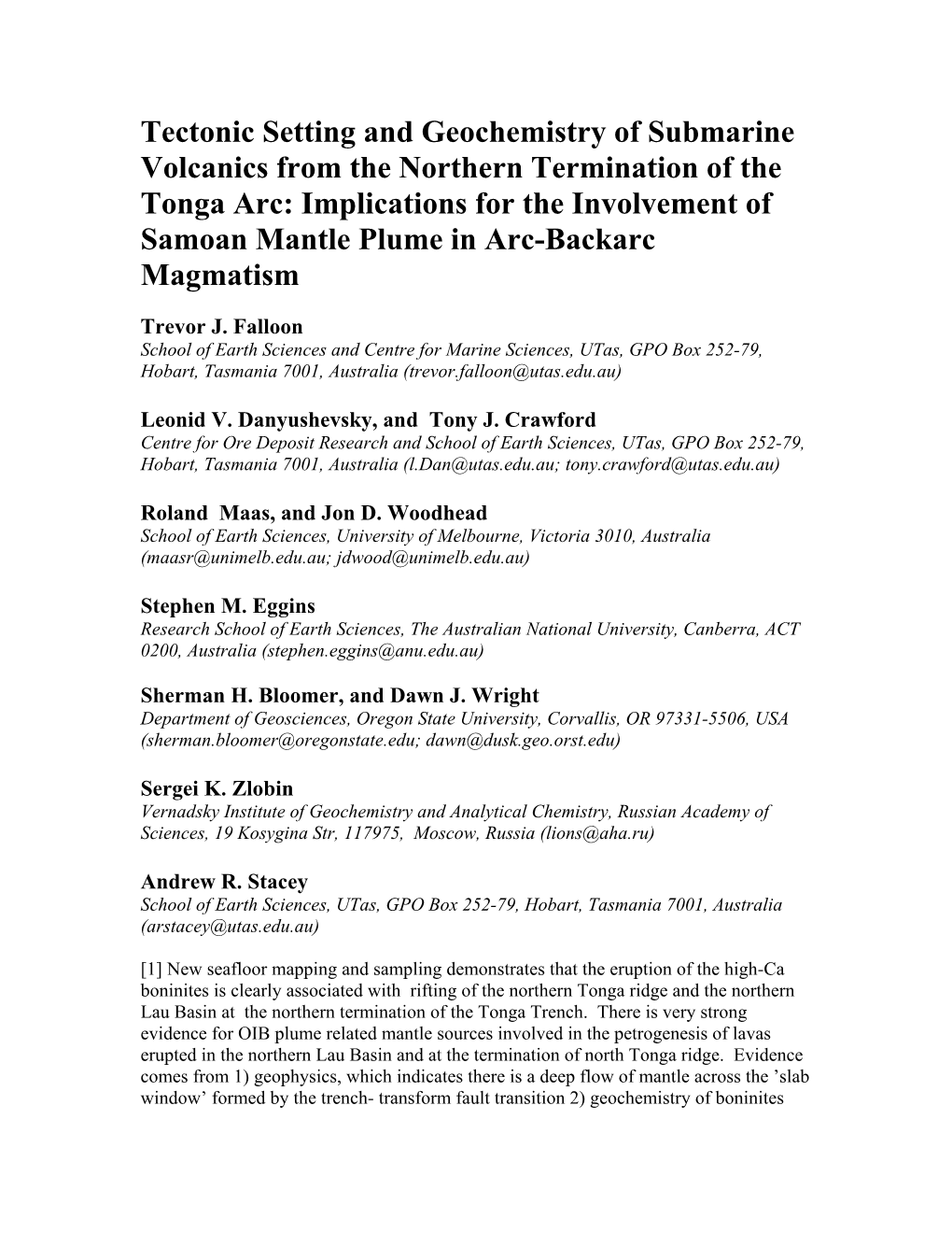 Tectonic Setting and Geochemistry Of