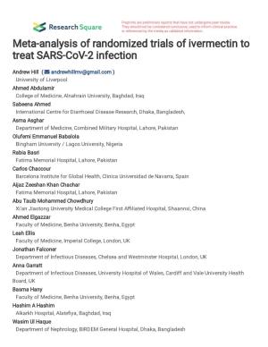 Meta-Analysis of Randomized Trials of Ivermectin to Treat SARS-Cov-2 Infection