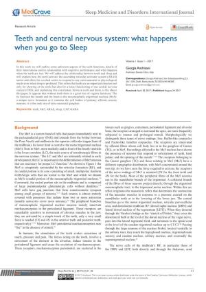 Teeth and Central Nervous System: What Happens When You Go to Sleep