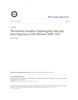 The Frontier Guardian: Exploring the Latter-Day Saint Experience