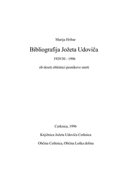 Bibliografija Jožeta Udoviča
