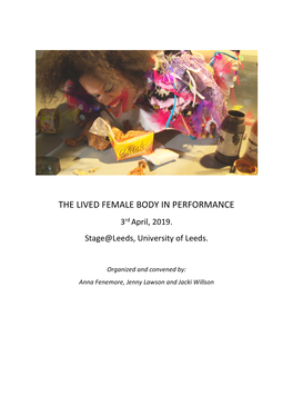 THE LIVED FEMALE BODY in PERFORMANCE 3Rd April, 2019
