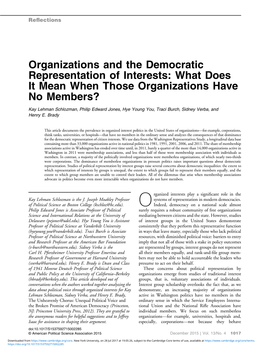 Organizations and the Democratic Representation of Interests: What Does It Mean When Those Organizations Have No Members?