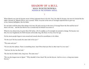 Shadow of a Bull Maia Wojciechowska Winner of the Newbery Medal