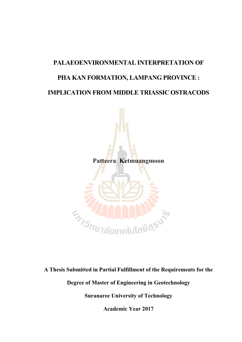 IMPLICATION from MIDDLE TRIASSIC OSTRACODS Patteera