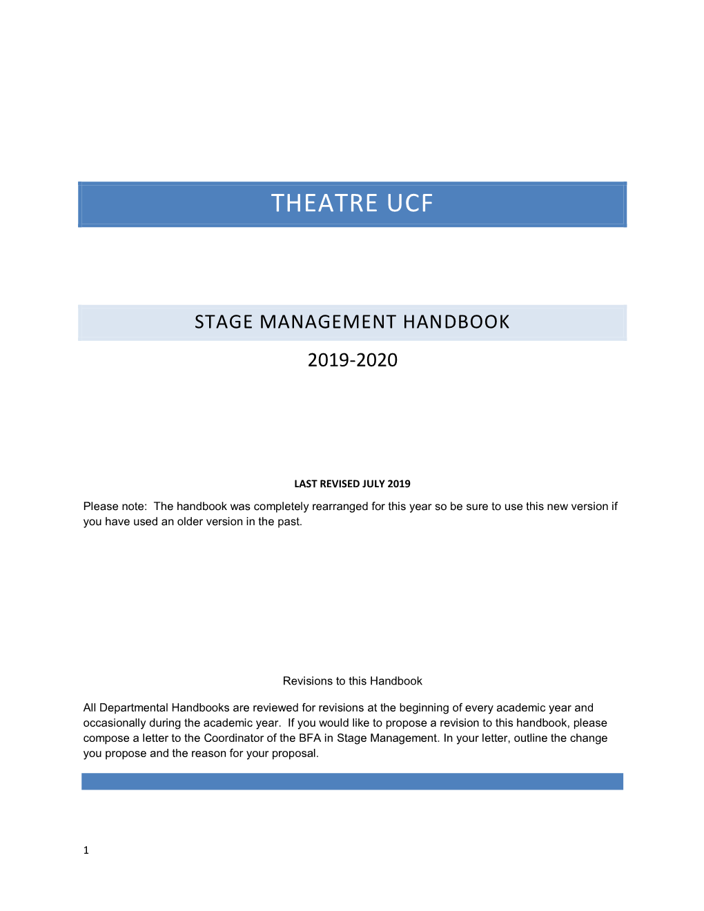 Stage Management Handbook 2019-2020