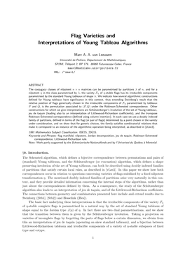 Flag Varieties and Interpretations of Young Tableau Algorithms
