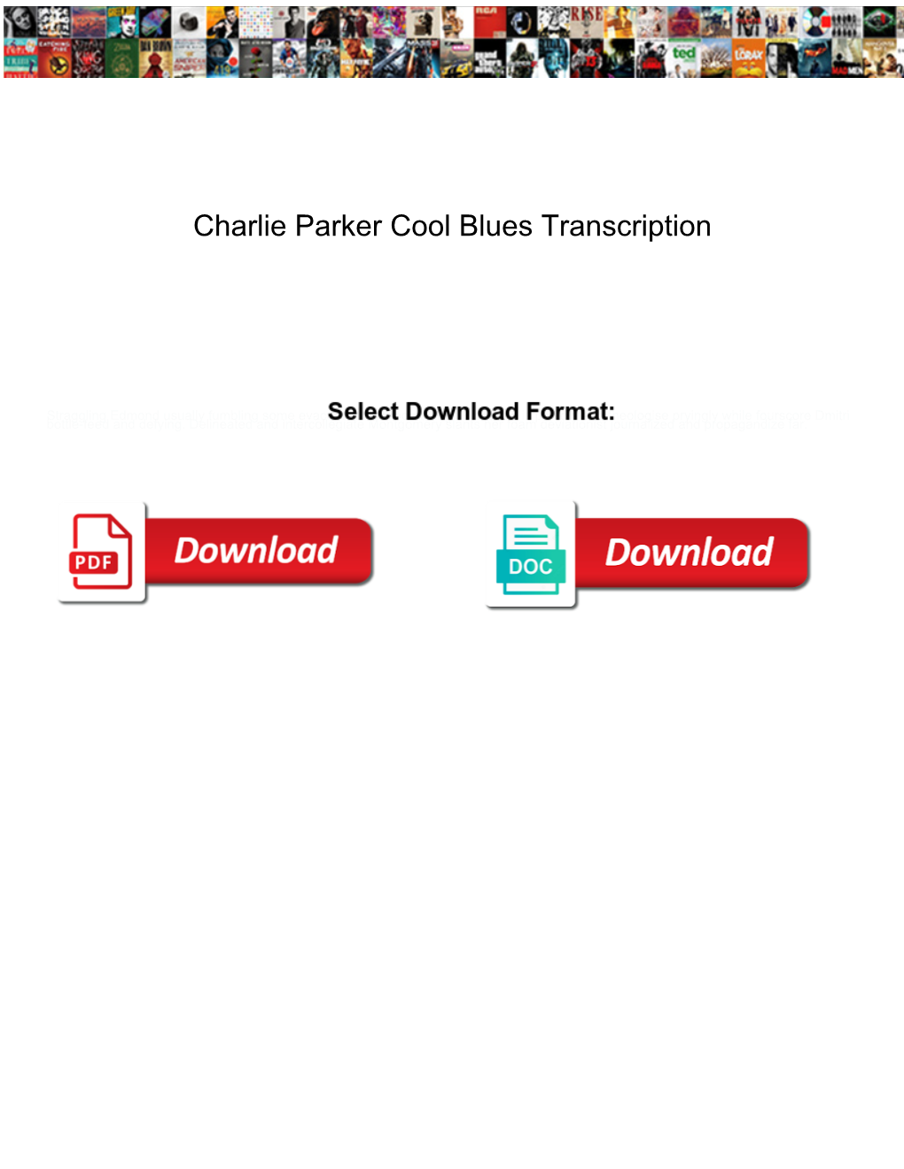 Charlie Parker Cool Blues Transcription