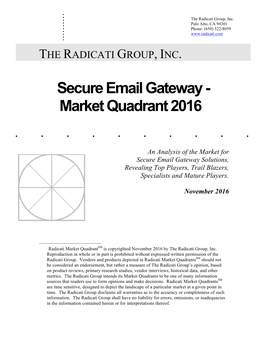 Secure Email Gateway - Market Quadrant 2016 ∗