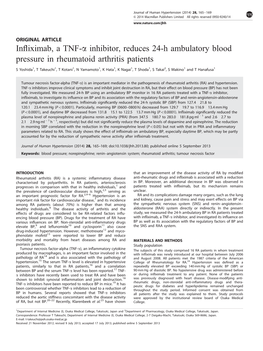 Infliximab, a TNF-&Alpha; Inhibitor, Reduces 24-H Ambulatory
