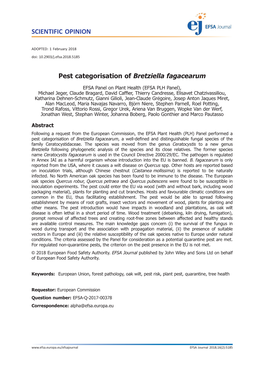 Pest Categorisation of Bretziella Fagacearum