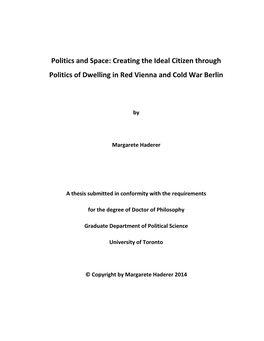 Creating the Ideal Citizen Through Politics of Dwelling in Red Vienna and Cold War Berlin
