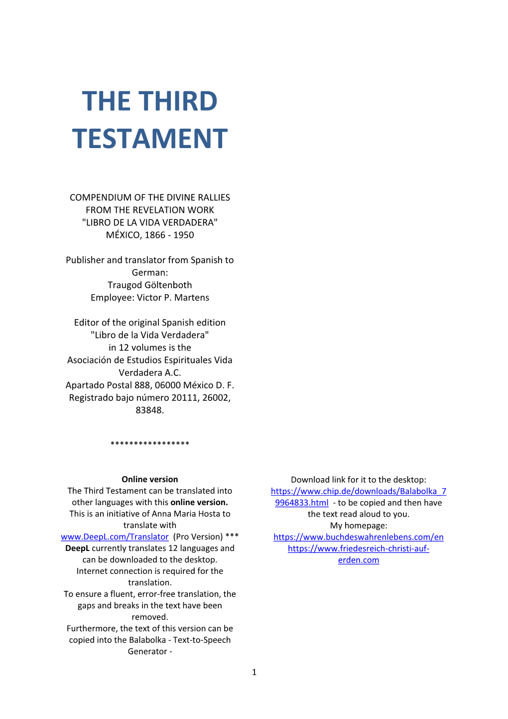 The Third Testament Can Be Translated Into Other Languages with This Online Version